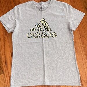 Women’s Adidas Tee with Leopard Print Logo